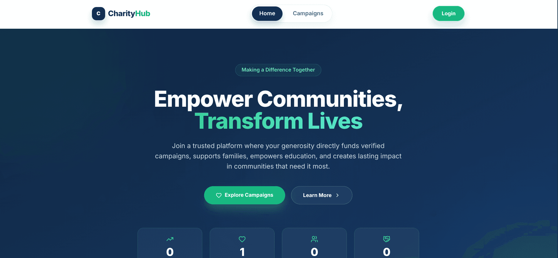 Charity Management Platform screenshot